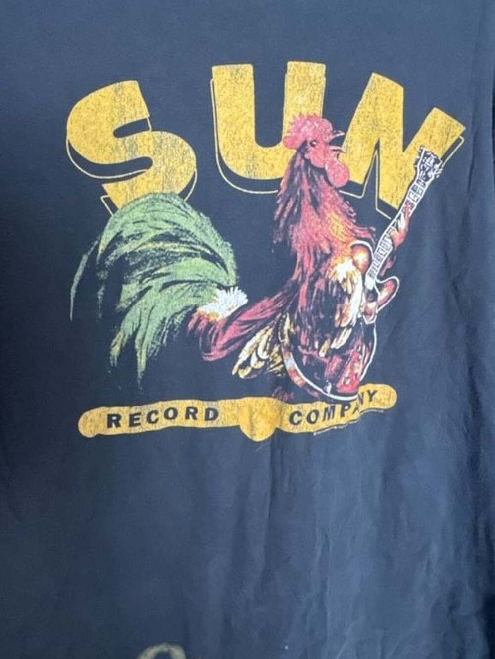 American Classics Sun Record Company Rooster with Electric Guitar Black T-Shirt - Picture 5 of 6